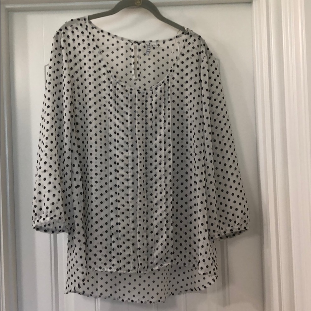White and Black Polka Dot Blouse